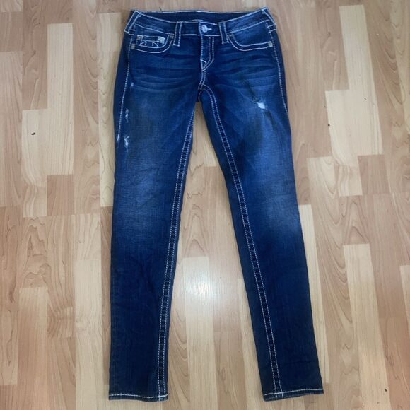 True Religion Womens World Tour Jeans Dark Wash Size 28x30 RN#112790 CA#30427 - Picture 1 of 13